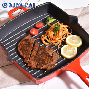 Équipement de restauration XINGPAI, batterie de cuisine <span class=keywords><strong>émaillée</strong></span>, couleur rouge, poêle carrée, grilles, poêles antiadhésives, poêle en <span class=keywords><strong>fonte</strong></span>, ensembles de batterie de cuisine - Product Image 4