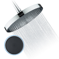 Leelongs Pommeau de douche de salle de bain suspendu 25CM, buses en silicone, finition chromée, grand rond, effet pluie, accessoire de salle de bain