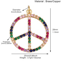 Pendentif Rond Diamant Coloré avec Logo Paix, Bracelet Tendance, Accessoires de Bijoux, Pendentifs et Breloques Ronds