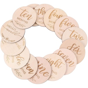 Dischi in Legno Personalizzabili Movebo con Incisione e Stampa 'Hello World', Carte Mensili per Traguardi del Bambino, Modello per <span class=keywords><strong>Baby</strong></span> Shower - Product Image 1