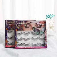 Faux cils individuels en marque blanche, 6 paires, en fibre synthétique 3D, faits à la main, bande en coton, épaisseur 0,07 mm, grand plateau, personnalisables