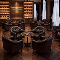 Ensemble de canapés en bois massif rétro, style occidental, table et chaises de réception pour café commercial, sur mesure pour bars à saké, salons de cigares