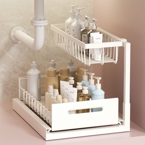 Nouveau style sous l'évier organisateur sous l'évier organisateurs et panier de <span class=keywords><strong>rangement</strong></span> 2 niveaux en métal <span class=keywords><strong>coulissant</strong></span> sur évier étagère extractible <span class=keywords><strong>armoire</strong></span> - Product Image 2