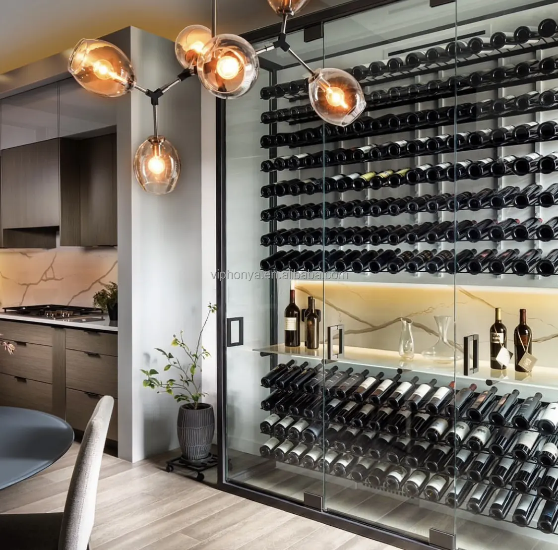 Ý nghĩa của thiết kế Giá rượu trong suốt cho Tủ rượu phòng khách với chốt Acrylic & hầm rượu thiết kế mới lạ bằng kim loại