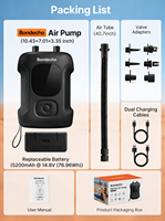 Pompe à air électrique sans fil pour paddle board 20 PSI, arrêt automatique, double étage, gonflage et dégonflage rapides, moniteur de pression des pneus pour SUP, kayak, bateau