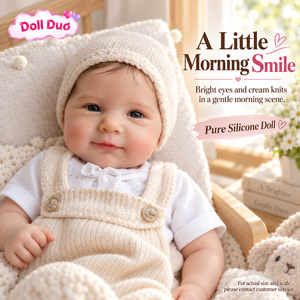 ตุ๊กตาเด็กเกิดใหม่ซิลิโคนทั้งตัวขนาด 18 นิ้ว รุ่น Doll Duo Custom พร้อมหมวกไหมพรมสีครีม ยิ้มแย้ม ของขวัญคริสต์มาสส่วนตัว ของเล่นนุ่มนิ่มสำหรับเด็ก - Product Image 1