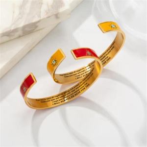 Flywu — bracelet élégant des yeux du <span class=keywords><strong>mal</strong></span> en acier inoxydable, Style bohème, Triangle, pleine émail, incrusté à l'extérieur, du texte inspiré, nouveau - Product Image 5