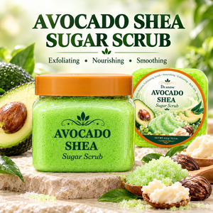 Productos de baño con logotipo personalizado OEM, exfoliante de azúcar de aguacate para limpieza profunda e iluminación de la piel, para rostro y cuerpo, para piel negra. - Product Image 1