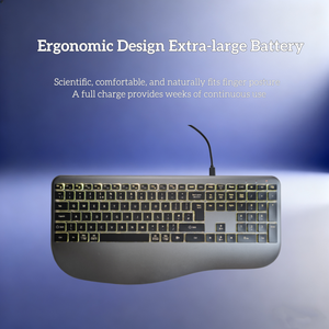Mới Tùy Chỉnh 112-Key <span class=keywords><strong>2.4G</strong></span> USB Kích Thước Đầy Đủ Bàn Phím Có Thu Phí Backlit Không Dây Ergonomic Bàn Phím Cổ Tay Hỗ Trợ Cho Máy Tính Xách Tay Máy Tính - Product Image 4