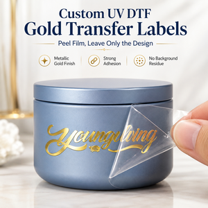 Etiquetas de Transferencia UV DTF Personalizadas, Pegatinas Metálicas 3D con Logotipo, Película Desprendible para Vasos, Botellas y Embalajes OEM - Product Image 1
