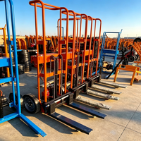 Chariot à main entièrement électrique de 400 kg, transpalette électrique de 1,5 m, batterie au lithium, chariot élévateur et de manutention électrique portable avec roues auxiliaires