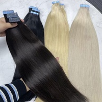 Extensions de cheveux humains vierges à 100 %, double épaisseur, qualité 12A, Genius Tape in, couleur blond blanc