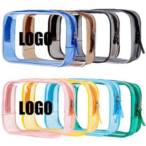 Factory Wholesale <b>Clear</b> Makeup <b>Bag</b> Waterproof Size Travel Pvc Cosmetic <b>Toiletry</b> <b>Bag</b> for Women Men - Product Image 1
