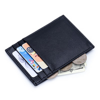 Dompet Kartu Tipis Kulit Hitam Desainer Mewah Wanita untuk Wanita, Tempat Kartu Kustom Minimalis Wanita
