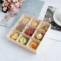 Boîte d'emballage alimentaire en bois naturel écologique pour bento, déjeuner, sushi, dessert, pâtisserie, cupcake, boulangerie, biscuits, avec 9 compartiments