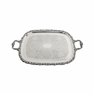 ถาดเสิร์ฟทรงไข่ทำจากทองเหลืองและอลูมิเนียมชุบเงินทำด้วยมือพร้อมที่จับกำหนดขนาดเองสำหรับเสิร์ฟอาหารที่บ้าน - Product Image 1