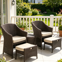 Ensemble de mobilier de jardin moderne en rotin Yoho 5 pièces pour l'extérieur : canapé, chaises, table à thé – Imperméable et durable pour patio et jardin