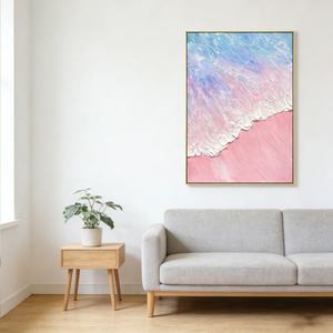 Peinture abstraite texturée rose et bleue originale en gros, œuvre d'art décorative pour la maison, toile décorative, arts décoratifs, décoration murale commerciale - Product Image 3