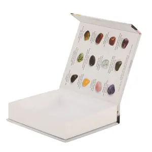 Custom logo printing large white foldable magnetic healing stones gift box with magnetic lid