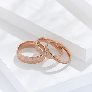 Stainless Steel Rose Gold Frosted <b>Ring</b> Women's Silver Elegant Pearl Sand Simple Style Women's <b>Ring</b> <b>Couple</b> Little Finger <b>Ring</b> - Product Image 5