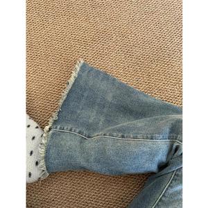 Vaqueros <span class=keywords><strong>de</strong></span> mezclilla ajustados estilo americano para <span class=keywords><strong>mujer</strong></span>, corte bootcut, elásticos, con detalles <span class=keywords><strong>de</strong></span> piel. - Product Image 5