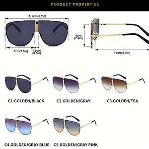 Gafas de Sol de Piloto Extra Grandes con Logotipo Personalizado, Moda Vintage 2025, para Hombre y Mujer, Montura Grande, Estilo Punk, Lentes Degradadas con Protección UV400, Metálicas - Product Image 6