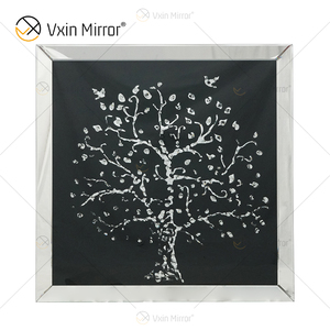 Décoration murale moderne Nevina, <span class=keywords><strong>arbre</strong></span> aux pommes en cristal, miroir biseauté, cadre artistique en miroir, forme rectangulaire, couloir - Product Image 2