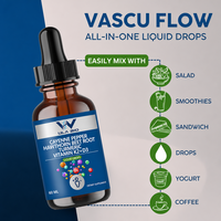 Vascu Flow Gouttes Liquides – Complément de Soutien Vasculaire au Poivre de Cayenne, Betterave, Curcuma, Vitamines K2 et D3 – Marque Privée OEM