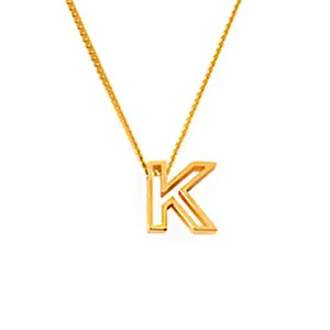 Initial Light Luxury High-grade Gold-plated Necklace Three-dimensional Letters A To Z Minimalist Style Letter Necklace