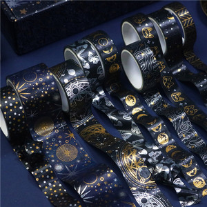 เทปวาชิพิมพ์ลายสีดำ Foreign Trade Source ขนาด 4 เมตร สำหรับตกแต่งสมุดบันทึก สไตล์เรโทร - Product Image 1