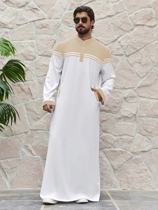 Abaya a Maniche Lunghe del Medio Oriente Thobe Kanzu Abbigliamento Musulmano Maschile Islamico Abito Abaya Saudita per Uomo Veste Araba per Uomini 2025 - Product Image 6