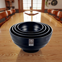 Meilleures ventes - Ensemble de bols japonais ronds en mélamine noire mate de 4,5 pouces