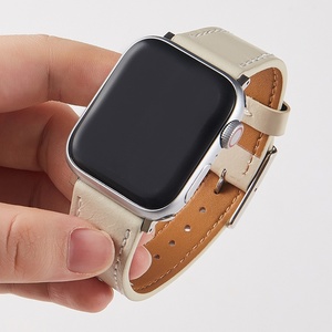 Correa de reloj de cuero encerado vintage de lujo para iWatch Ultra, hecha a mano con cuero de vaca de primera capa y hebilla cuadrada. - Product Image 2