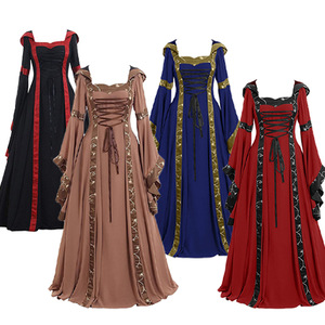 Yi Xiaoyi Medieval Court Dress Women Solid Color Square Neck Flared Sleeve Full Skirt S-5XL Spring 2025 - Product Image 1