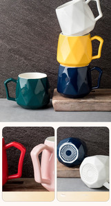 Taza de Café de Cerámica Moderna y Sencilla con Diseño de Diamante Tridimensional - Product Image 2