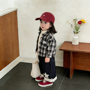 Set Tre Pezzi in Stile Coreano per Ragazze: Camicia a Quadri in Cotone, Jeans e Top Alla Moda per Primavera e Autunno - Product Image 4