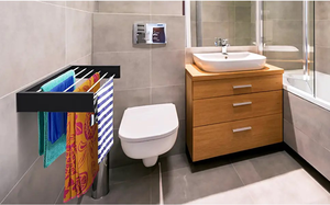 Séchoir pliant pliable en acier blanc et noir fixé au mur pour la maison et l'hôtel pour le nettoyage <span class=keywords><strong>de</strong></span> la <span class=keywords><strong>salle</strong></span> <span class=keywords><strong>de</strong></span> <span class=keywords><strong>bain</strong></span> et du salon - Product Image 6