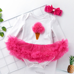 Birthday Romper Baby Girl Flower Romper Set Baby Summer Outfit Clothes Tutu Dress <b>Bodysuit</b> Short Sleeve Rompers - Product Image 5