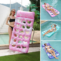 Promotion Été : Hamac aquatique gonflable pliable pour adulte en PVC, motif feuilles et cœur évidé, 180x90cm, capacité <100kg