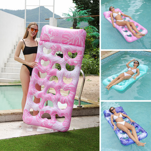 Vente Flash : Hamac aquatique gonflable pliable pour adulte, motif feuilles d'été, avec découpe en forme de cœur, pour la détente aquatique - Product Image 1
