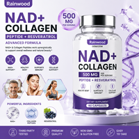 Rainwood OEM NAD+ Collagène 500 mg Peptide Resvératrol Plus Capsules Vitamines Soutien Peau Saine Immunité Capsules NAD Collagène