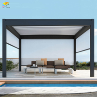 Pergola en aluminium à lames orientables électriques, design personnalisé, pour terrasse de jardin extérieure, abri d'été, en vente