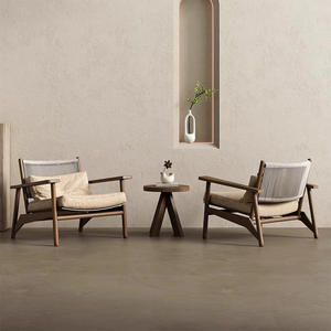 Fauteuil d'extérieur <span class=keywords><strong>en</strong></span> <span class=keywords><strong>bois</strong></span> massif de luxe léger, style Wabi-Sabi, pour balcon, avec <span class=keywords><strong>table</strong></span> <span class=keywords><strong>basse</strong></span> combinée, chaise de loisirs d'angle pour gîte - Product Image 4