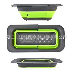 Cesta Plegable para Almacenamiento de Frutas y Verduras, Filtro para Fregadero, Plástico Verde Gris, Utensilio de Cocina Plegable, 2 Piezas - Product Image 4