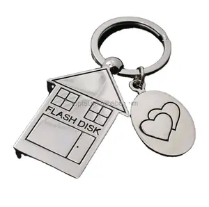 Cute Metal House Shape USB Flash Drive Memory Stick Pen Driver 64GB Pendrive 32GB Gifts 8GB USB 2.0 Stick