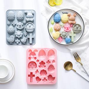 Moule en silicone GREENSIDE à 15 cavités avec des motifs sur le thème de Pâques, lapins, œufs et plus, pour la création d'art en résine, la pâtisserie et la fabrication de chocolat - Product Image 1