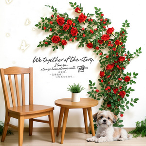 Guirlande de roses artificielles Vixilia, fleurs en soie et plastique pour décoration murale intérieure - Product Image 3