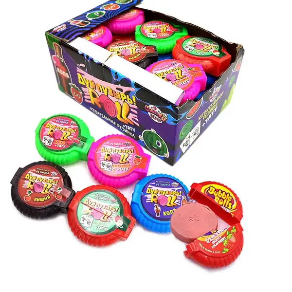 Großhandel individuelle süß-obst-geschmack-kaugrolle Blase-Gummi-Tape-Rollen