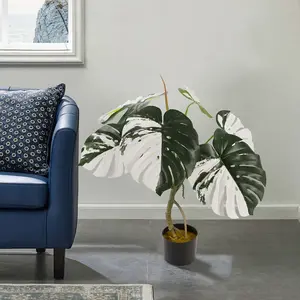 90 cm künstliche Monstera Pflanzen gefälschte tropische Palme weiße und grüne Blätter künstlicher Baum Heim- bzw. Bürodekor Indoor