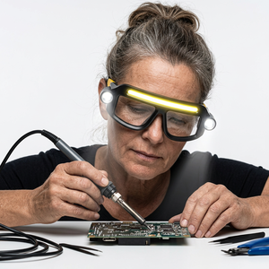 Gafas de Inspección LED con Linterna Frontal, Múltiples Fuentes de Luz, Lentes de Seguridad, Lámpara de Trabajo y Lectura para Taller - Product Image 1